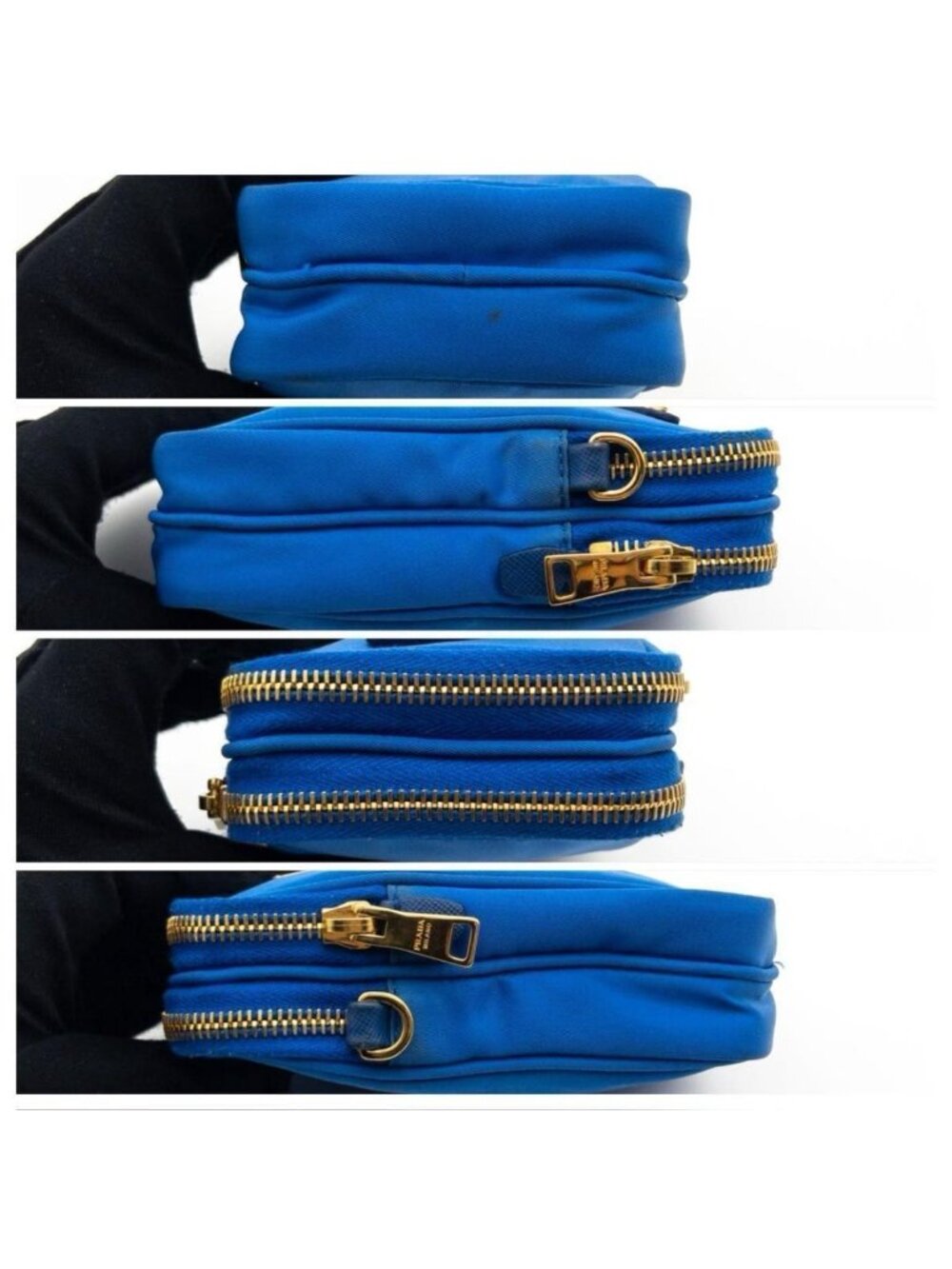 Prada Tessuto Nylon Smartphone Shoulder Bag Triangle Logo Blue - Picture 9 of 10